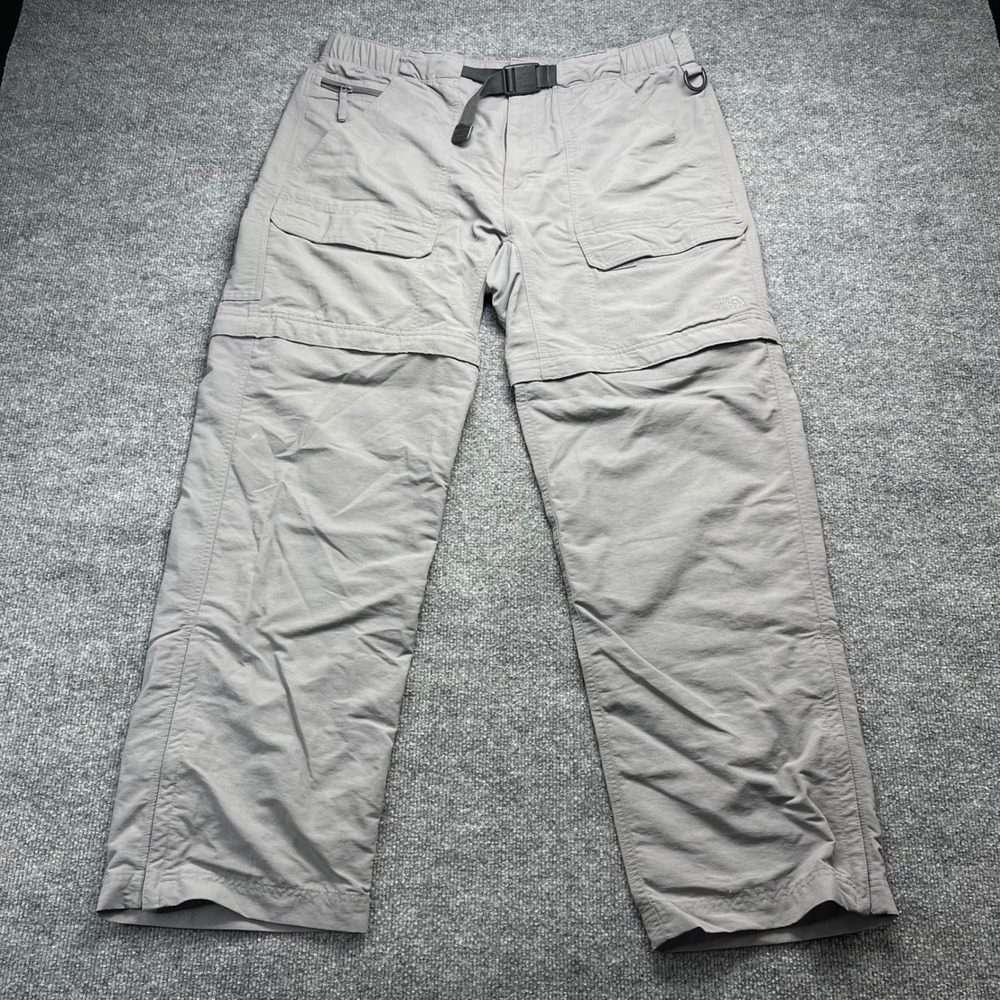 The North Face Mens Gray Convertible Zip Off Hiking Cargo Pants Size Large L